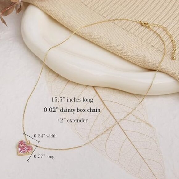 Pink Heart Rhinestone Necklace - Picture 2 of 5